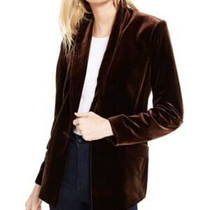 INC International Concepts Velvet Blazer Brown Shawl Collar Jacket - Holiday
